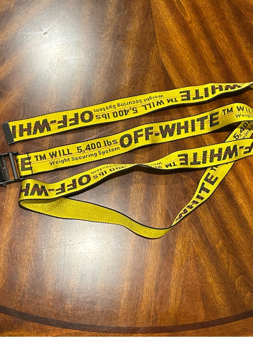 Off-White Yellow Industrial Webbing Belt with Black Logo